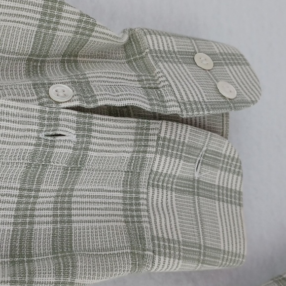 Custom Nobel House Men's Green/Grey/White Plaid Long Sleeve Cotton Shirt, XL - Picture 4 of 11